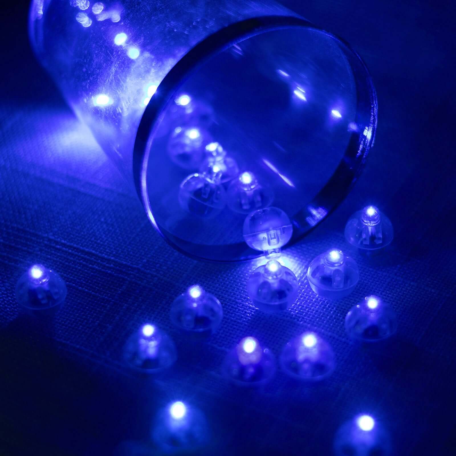 50-Pack LED Mini Balloon Lights Round Light Blue - Waterproof Battery Operated Balls 0.5"