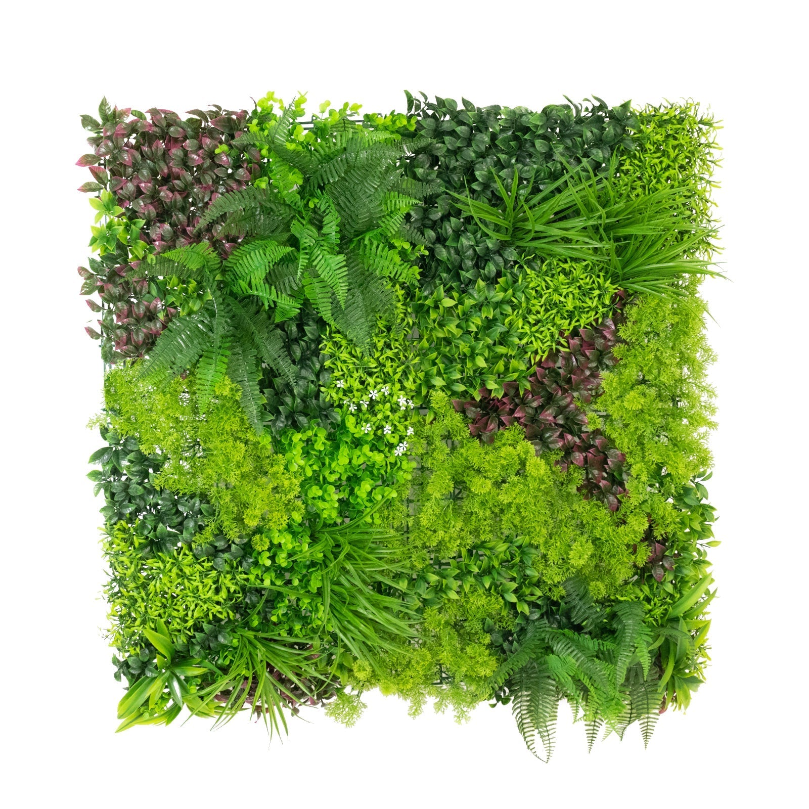 Artificial Greenery Wall Backdrop Panels, 40"×40" Grass Panels with Mixed Fern and Ivy Leaves, UV-Protected for Outdoor Use – 2 Panels, Covers 22 Sq. Ft.
