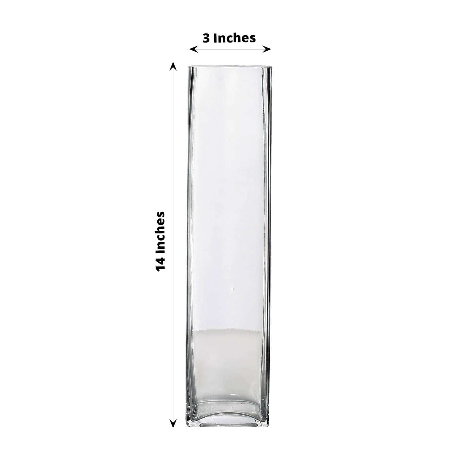 12-Pack Glass Cylinder Vases Square Clear - Durable Heavy Duty Floral Centerpieces for Weddings 14"