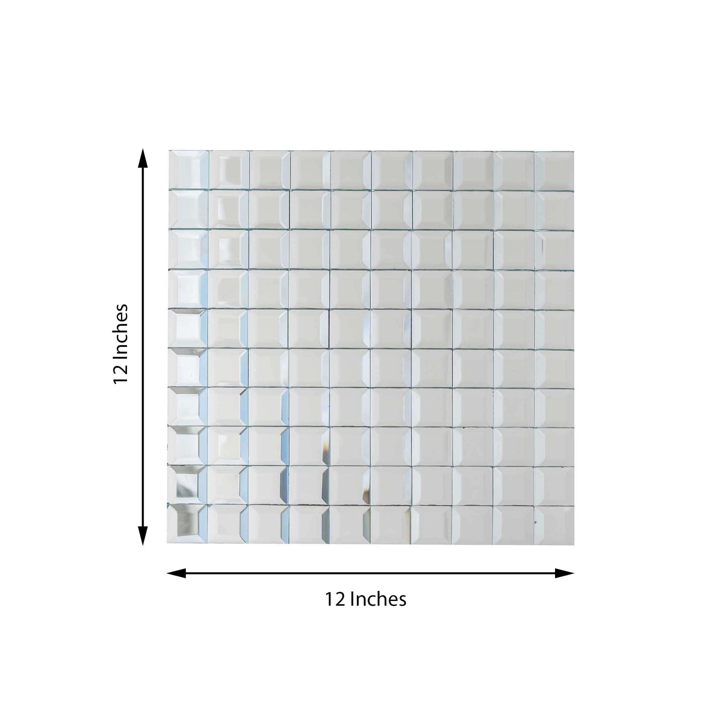 10 Pack 10 Sq ft Silver Peel and Stick Backsplash Mirror Wall Tiles