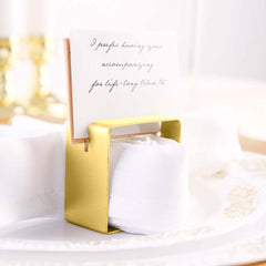 4 Pack Matte Gold Metal Square Napkin Rings with Place Card Holder, Modern Design Multipurpose Napkins Rings