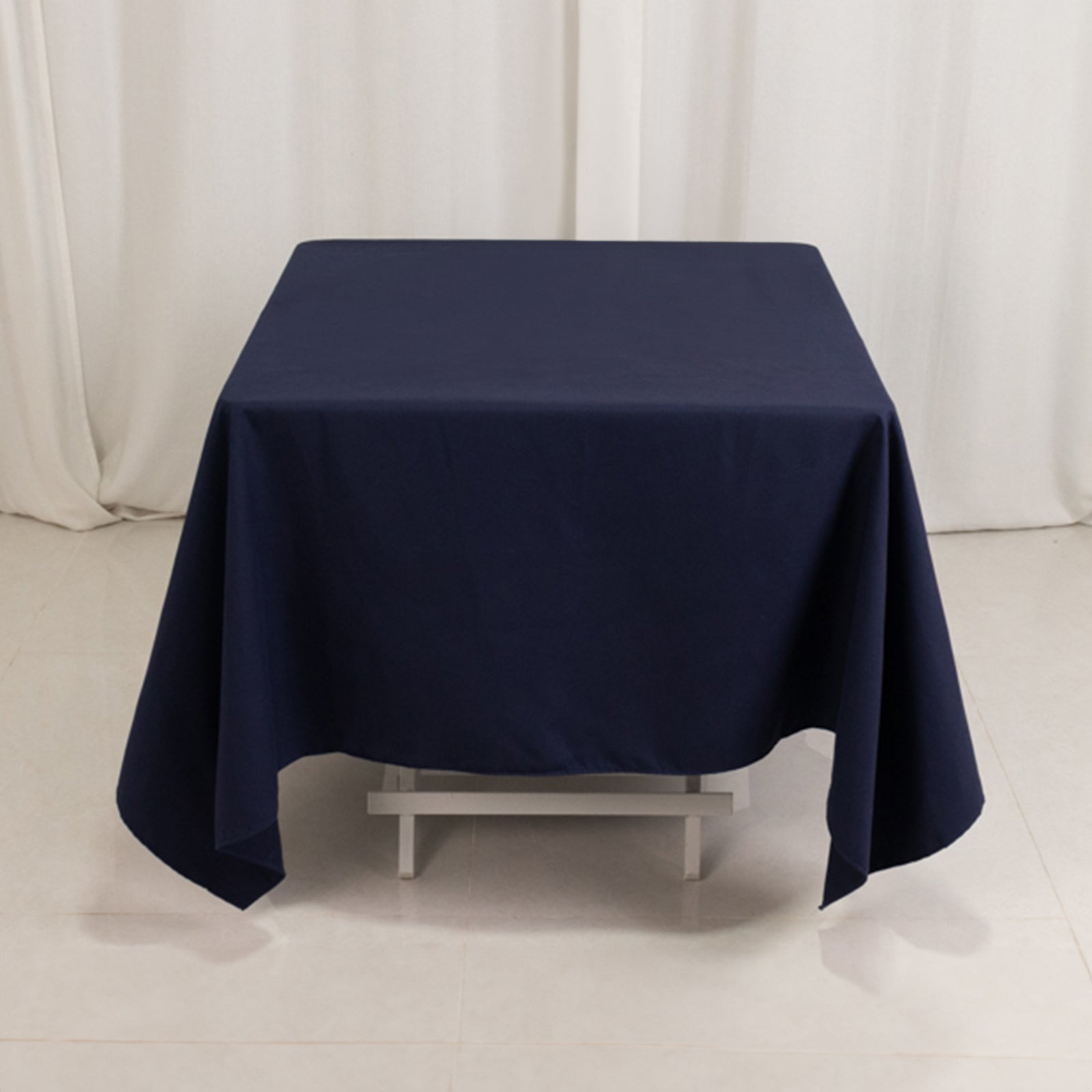 Cotton Blend 70"x70" Square Tablecloth Navy Blue - Wrinkle-Resistant Fabric Table Cover