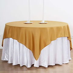 Polyester 70"x70" Table Overlay Square Tablecloth Gold - Wrinkle-Resistant & Durable Table Cover