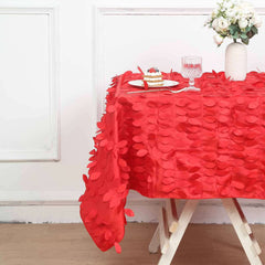 Taffeta 54"x54" Square Tablecloth Red 3D Leaf Petal Table Cover