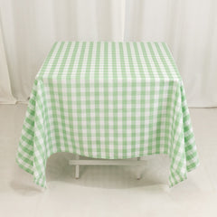 Polyester 70"x70" Square Tablecloth White/Sage Green - Checkered Buffalo Plaid Table Cover