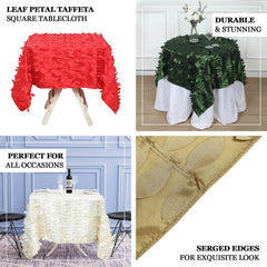 Taffeta 54"x54" Square Tablecloth White | Exquisite 3D Leaf Petal Design for Chic Wedding & Event Decor