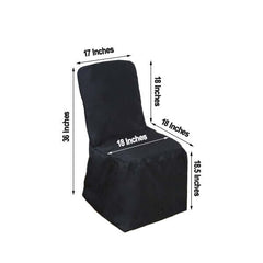 Polyester Chair Cover with Square Top for Banquet Chairs Black - Durable Reusable Slip-On Cover
