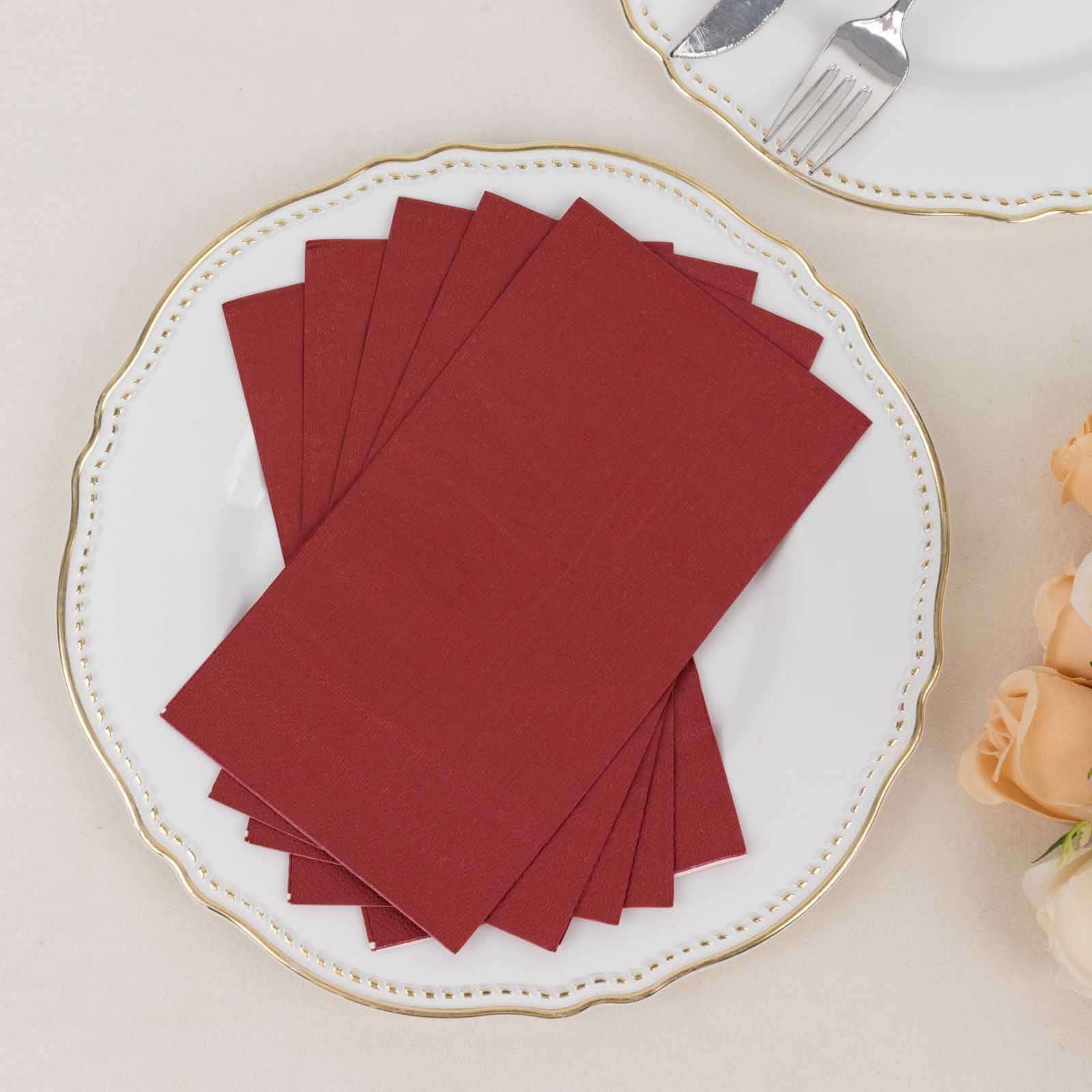 50-Pack Paper Napkins Burgundy - Soft Disposable 2-Ply Dinner Napkins for Weddings
