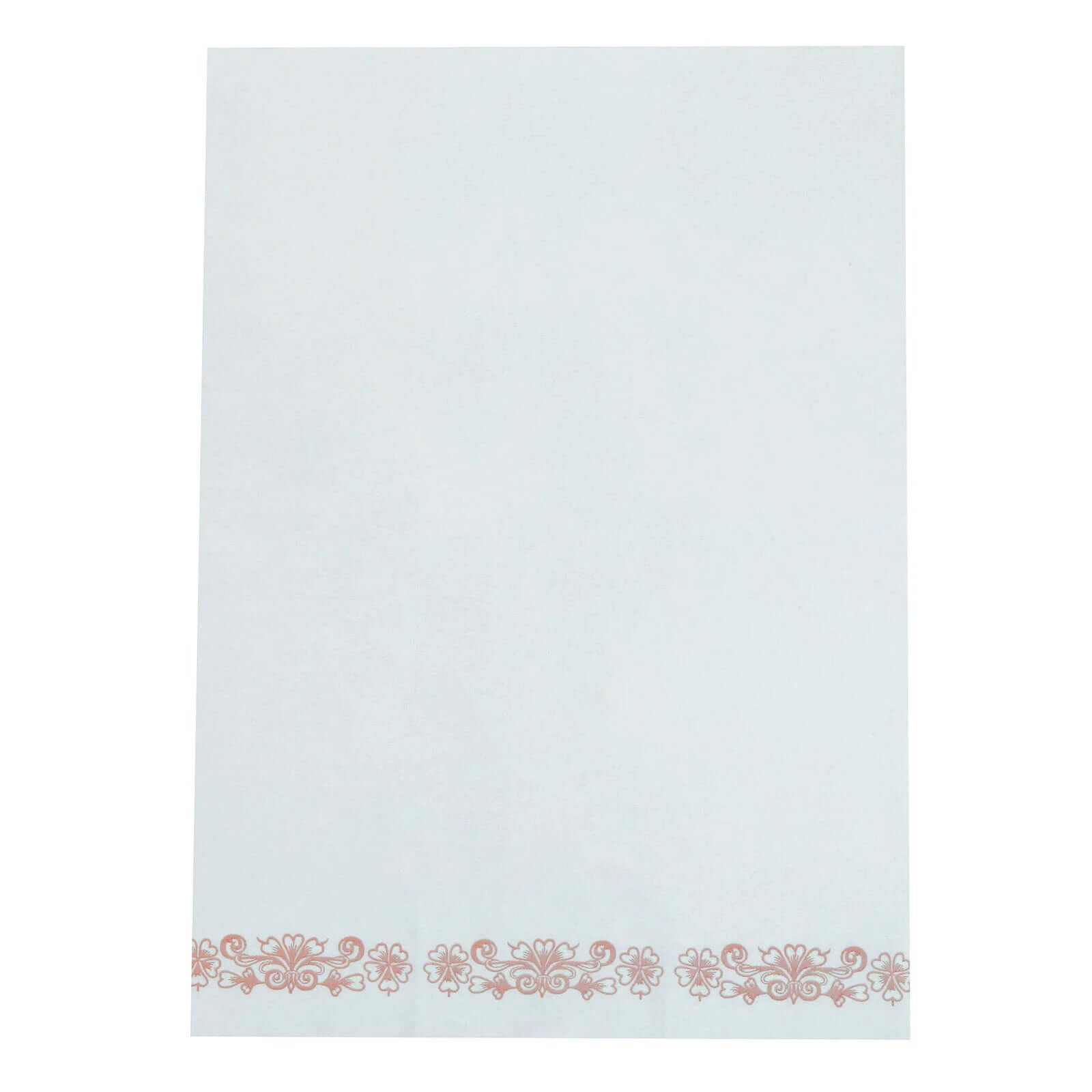 20 Pack White Linen-Feel Dinner Paper Napkins with Rose Gold Floral Print, Premium Cloth-Like Airlaid Disposable Napkins, Soft and Absorbent Guest Towels