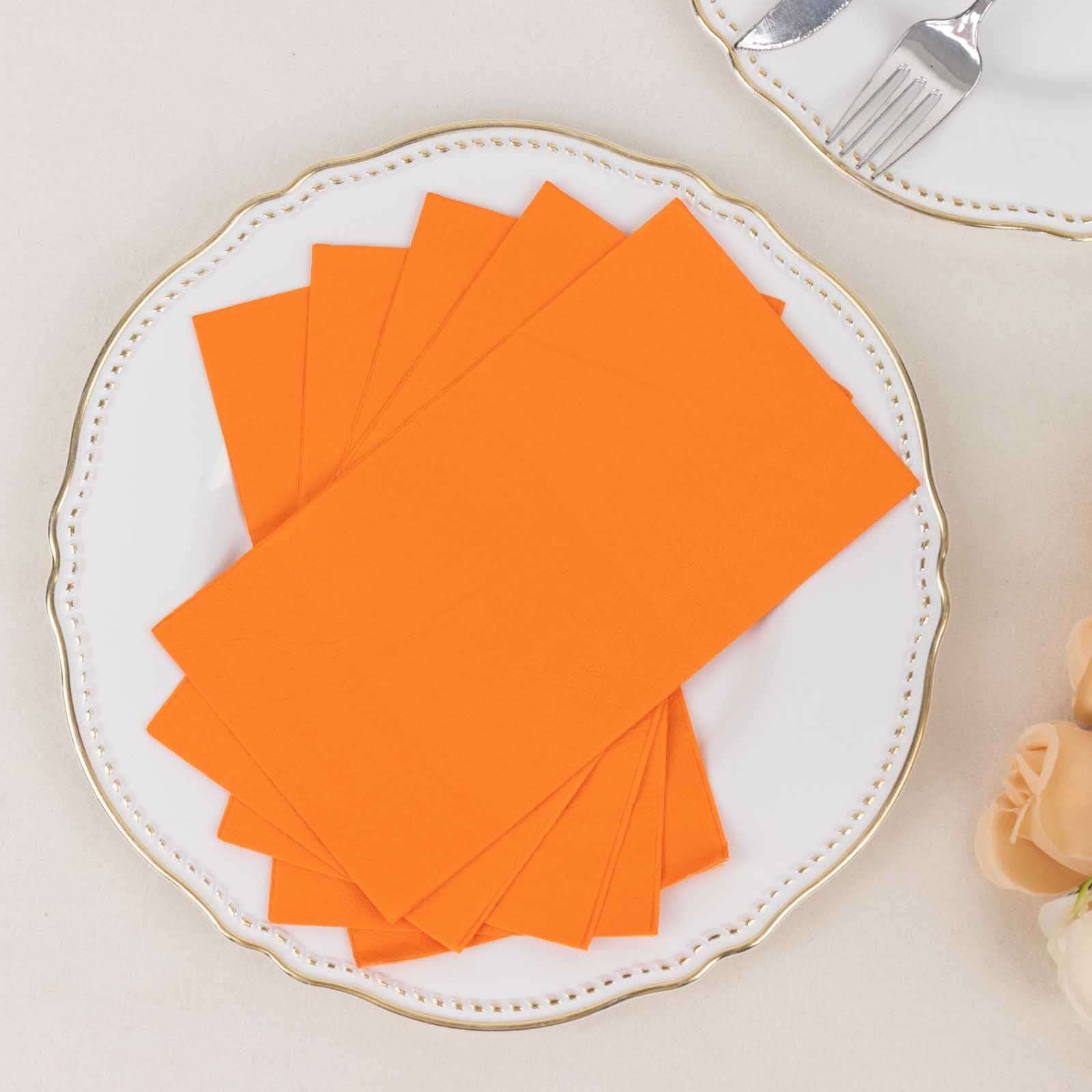 50-Pack Paper Napkins Orange - Soft Disposable 2-Ply Dinner Napkins for Weddings