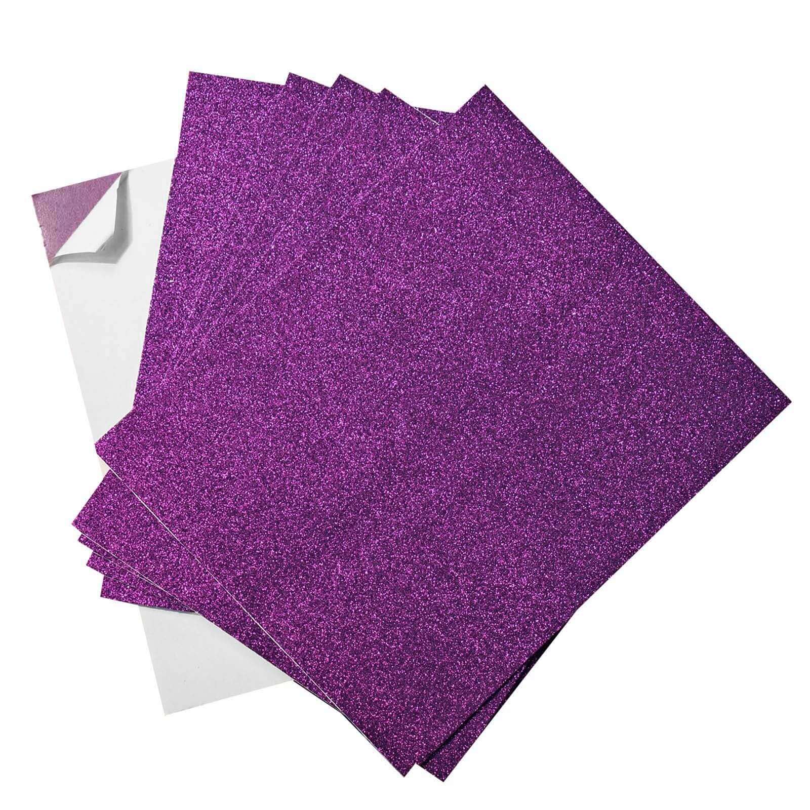 10 Pack Purple Self-Adhesive Glitter DIY Craft Foam Sheets - 12"x10"
