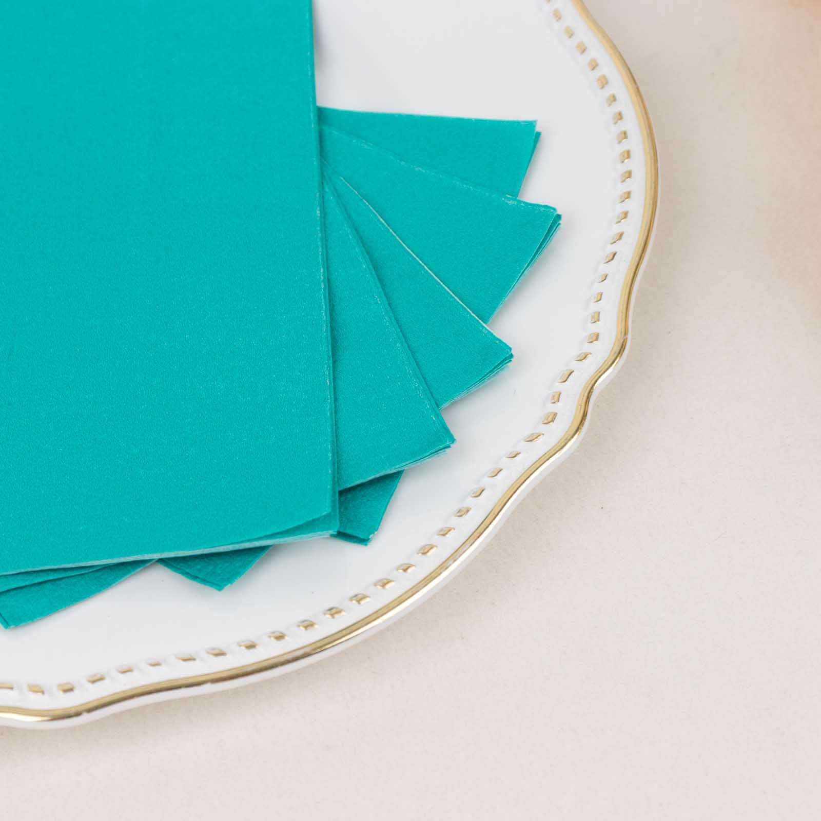 50-Pack Paper Napkins Turquoise - Soft Disposable 2-Ply Dinner Napkins for Weddings