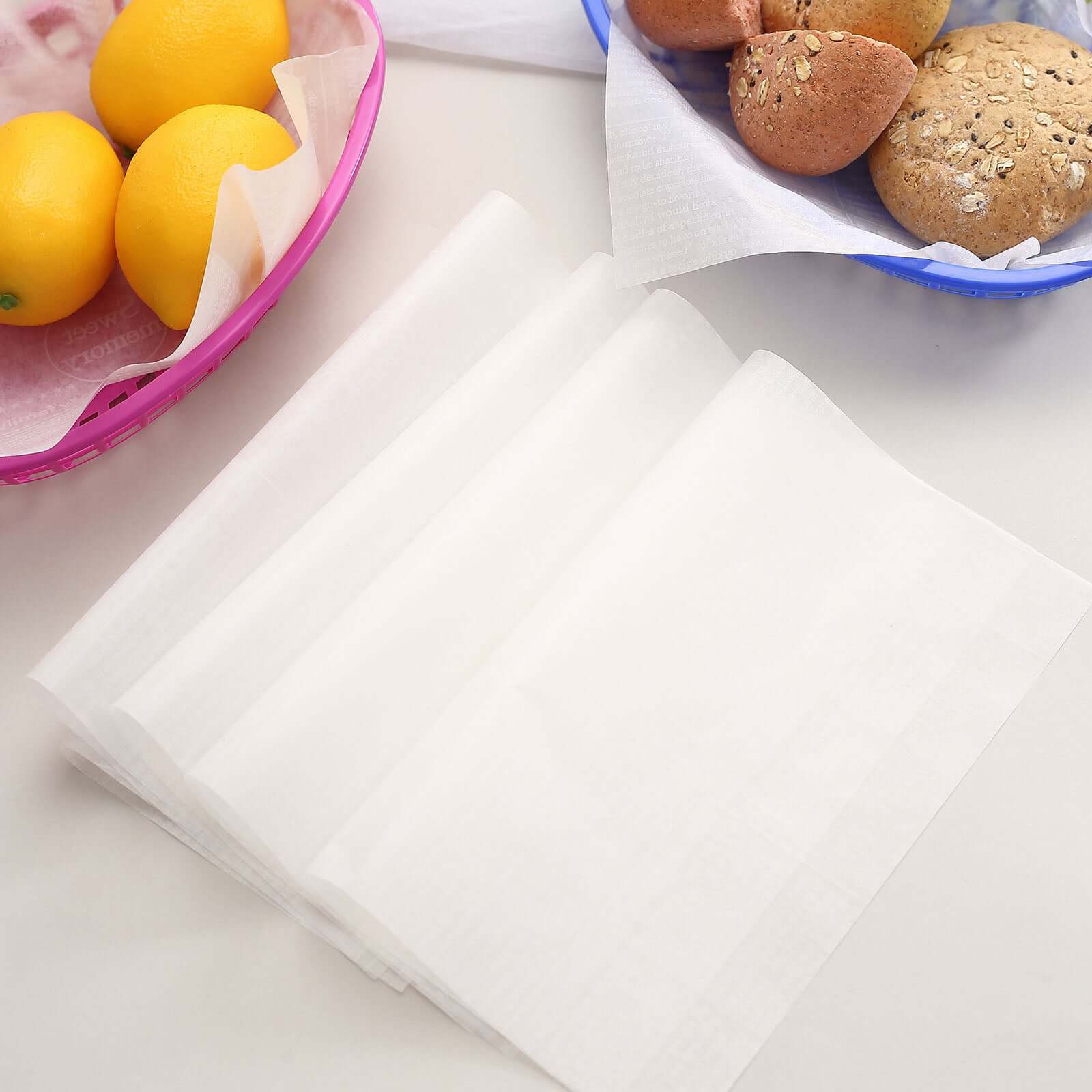 50-Pack Wax Paper Basket Liners Rectangle Design White - Great for Food Presentation and Wrapping 9"x10" 35GSM