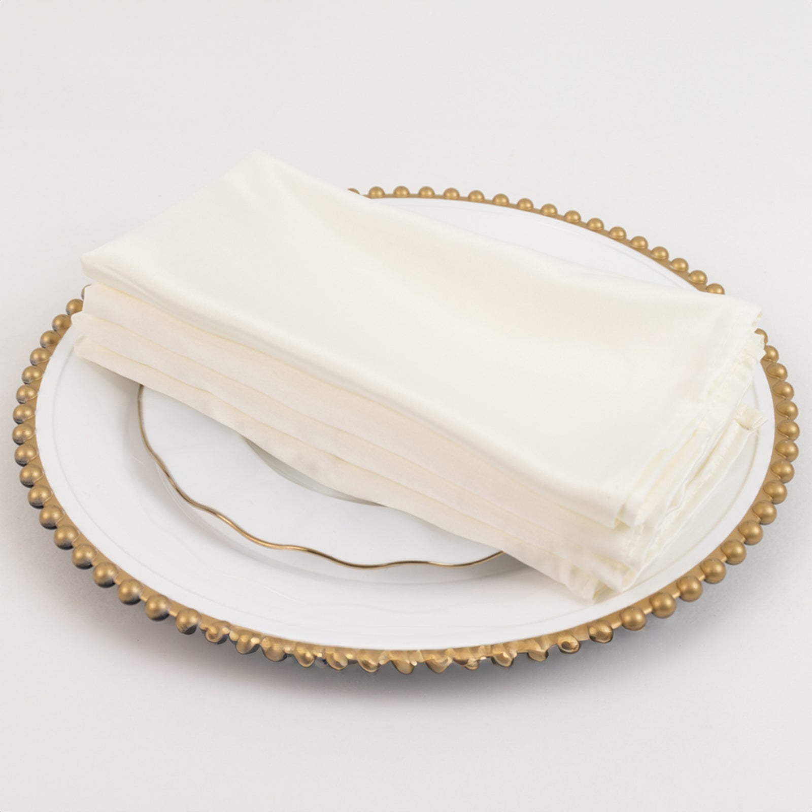 5 Pack Lamour Satin 20"x20" Napkins Ivory - Soft Matte Finish Dinner Napkins
