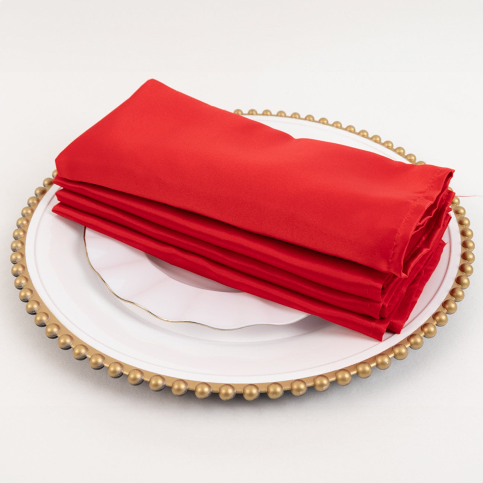 5 Pack Lamour Satin 20"x20" Napkins Red - Soft Matte Finish Dinner Napkins