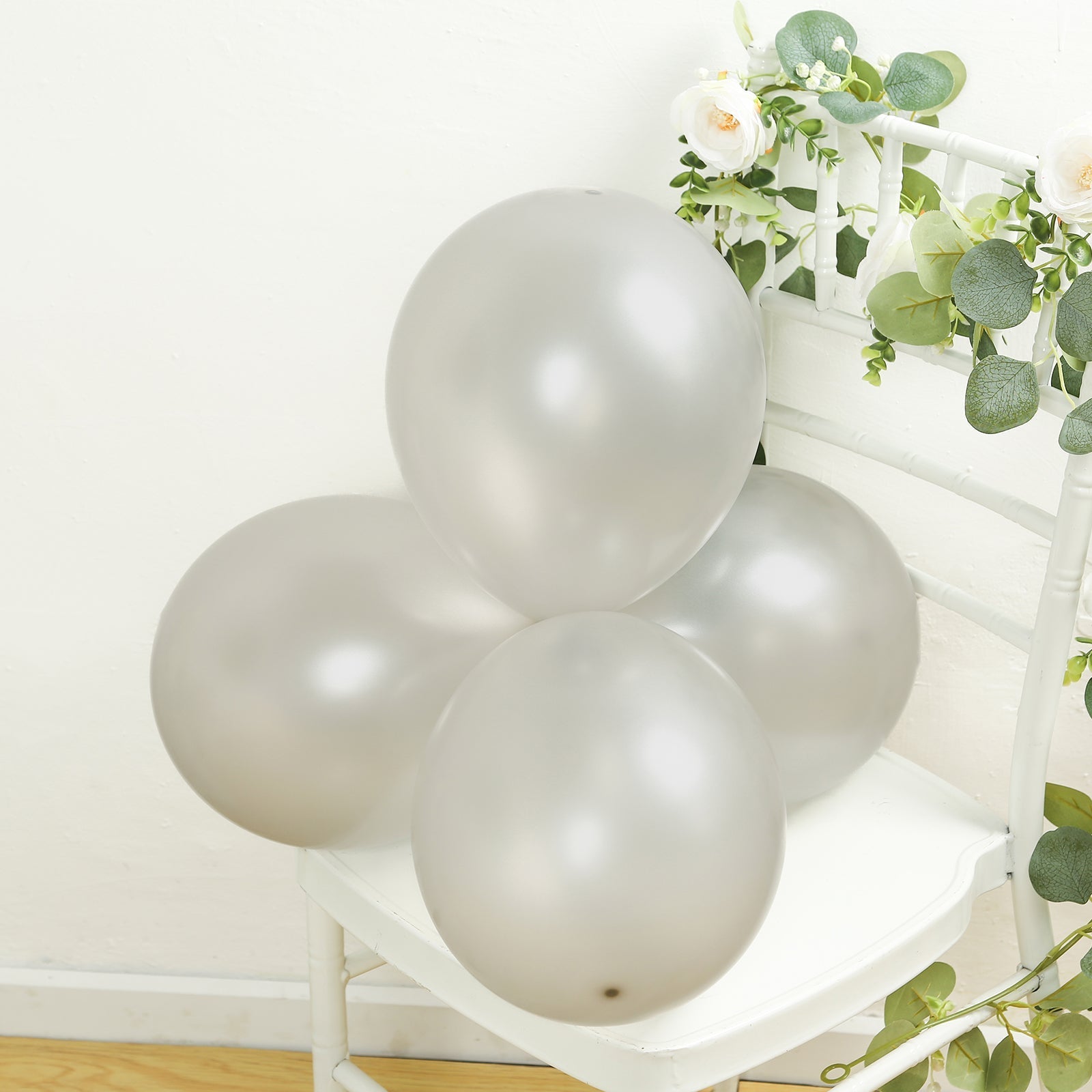 50 Pack Silver Biodegradable Balloons, 12" Thickened Extra Strong Eco-friendly Latex Helium Party Balloons