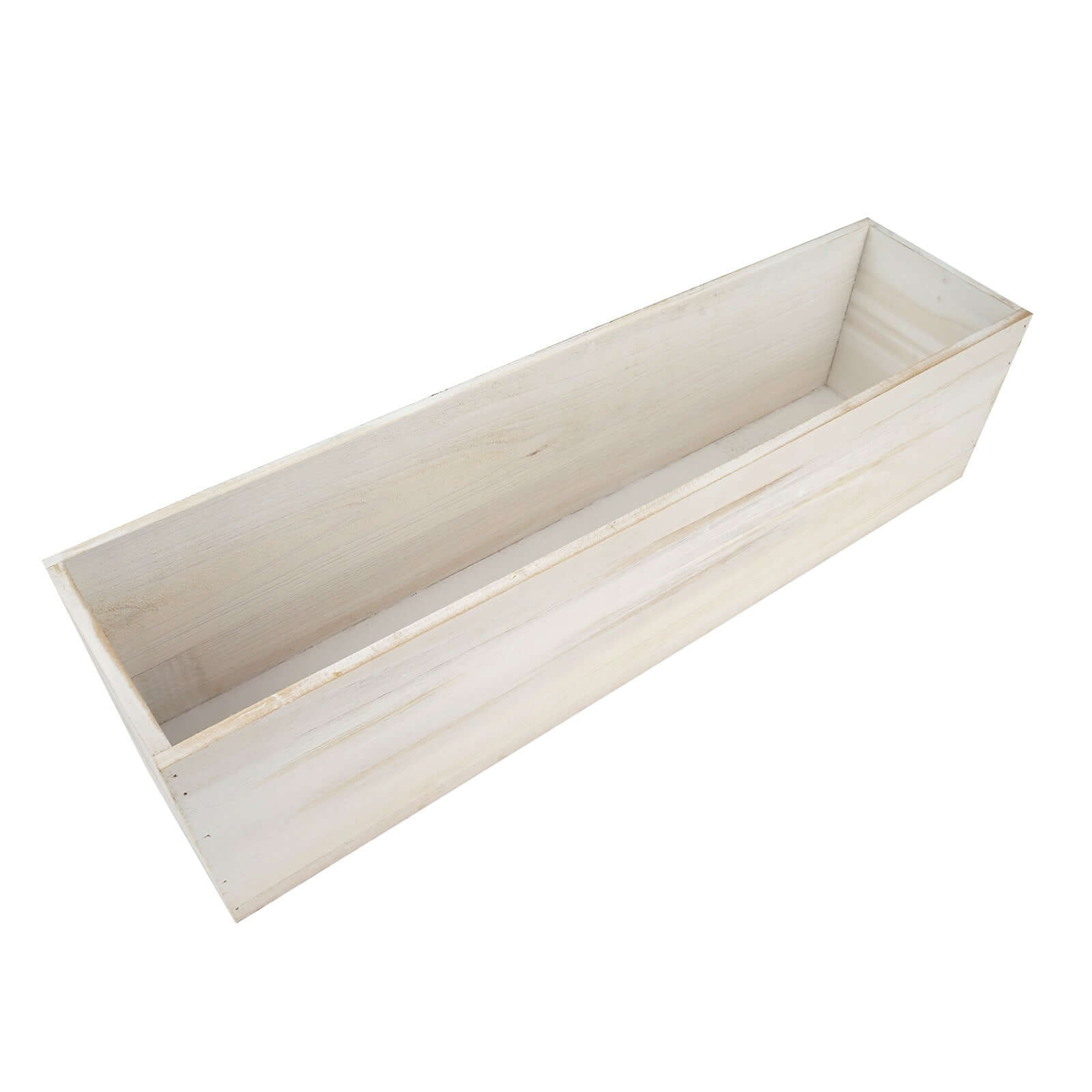 Whitewash Wood Planter Rectangular Box 24"x6"- Natural Decor with Removable Plastic Liner for Tables