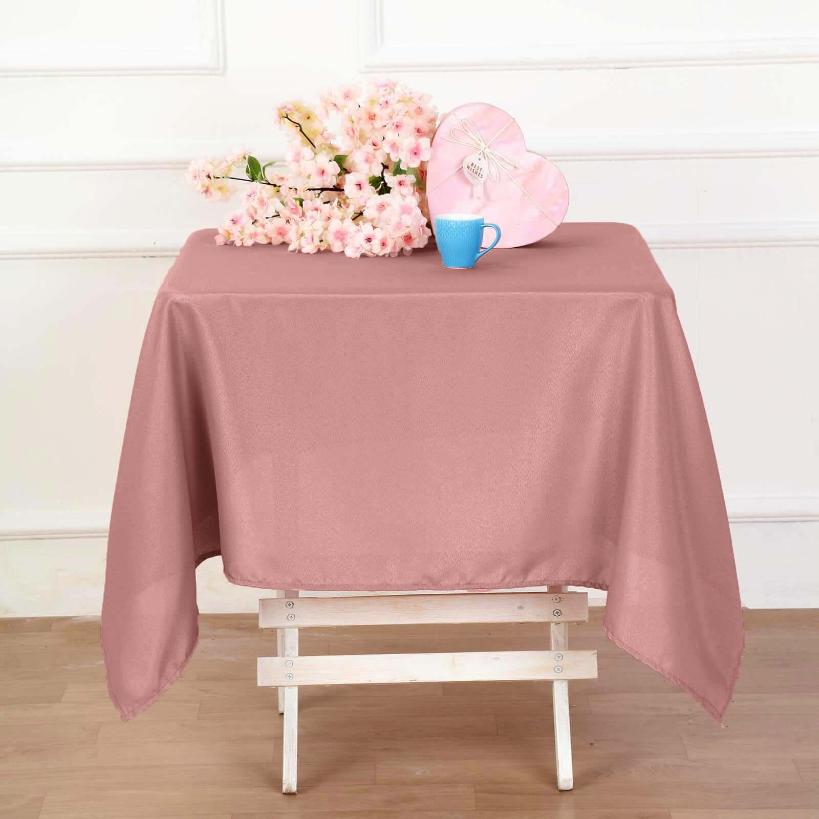 Polyester Square 54"x54" Tablecloth Dusty Rose - Wrinkle-Resistant & Durable Table Cover