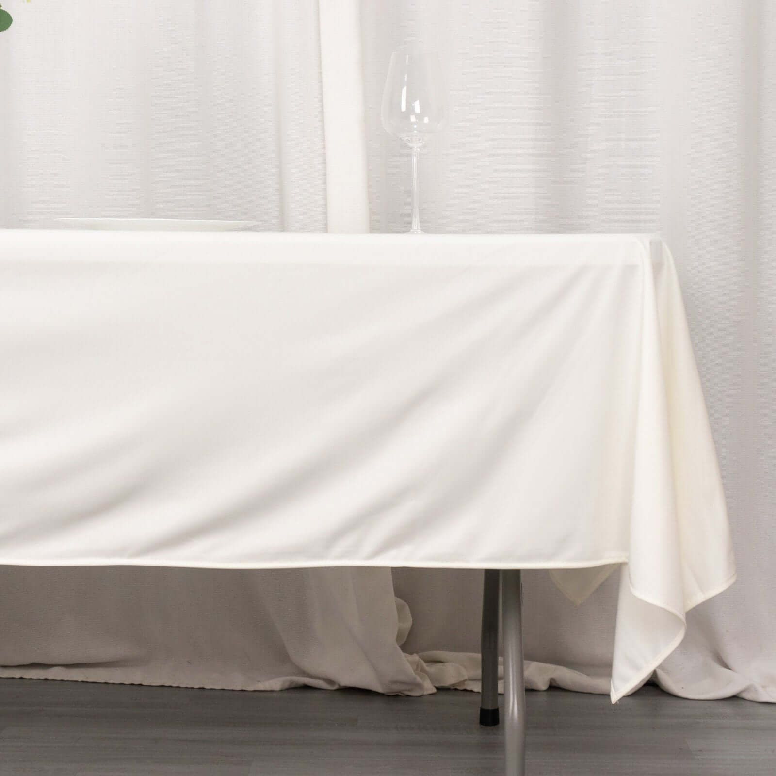 Scuba Rectangular 60"x102" Tablecloth Ivory - Wrinkle Free & Stain Resistant Table Cover
