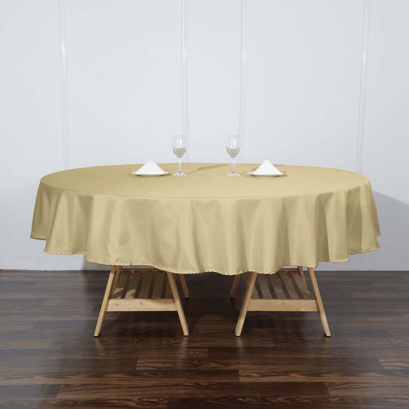 Polyester 90" Round Tablecloth Champagne - Stain & Wrinkle-Resistant Table Cover