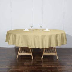 Polyester 90" Round Tablecloth Champagne - Stain & Wrinkle-Resistant Table Cover