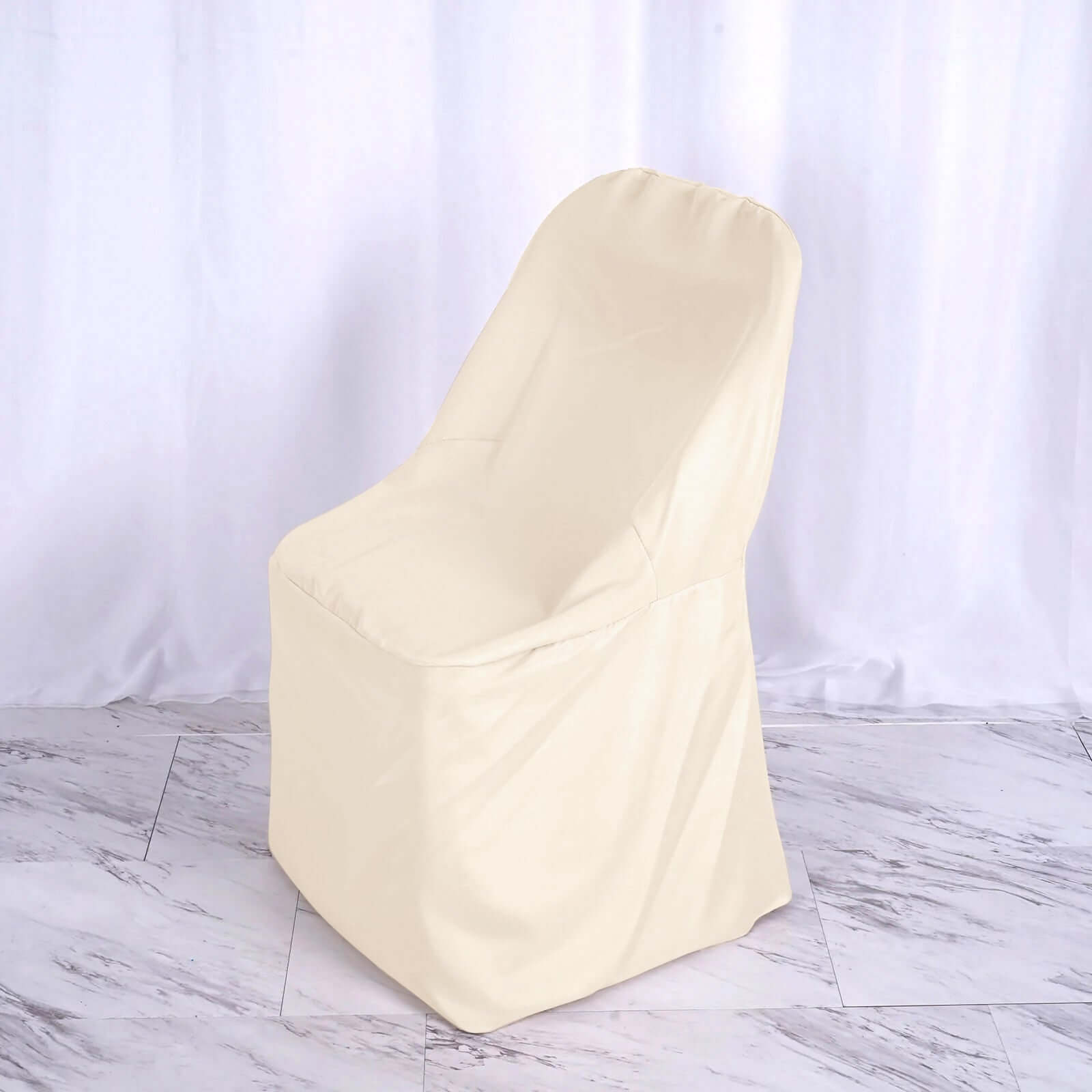 Polyester Slip On Folding Chair Covers Beige - Stain-Resistant Reusable Durable Fabric