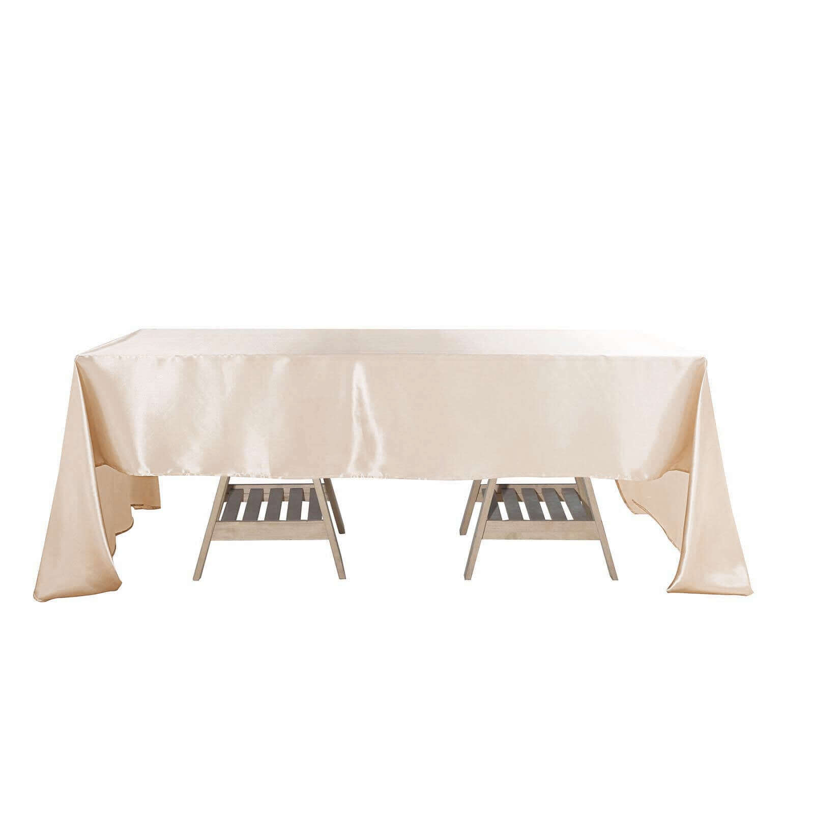 Satin Rectangular 60"x126" Tablecloth Beige - Smooth and Lustrous Table Cover