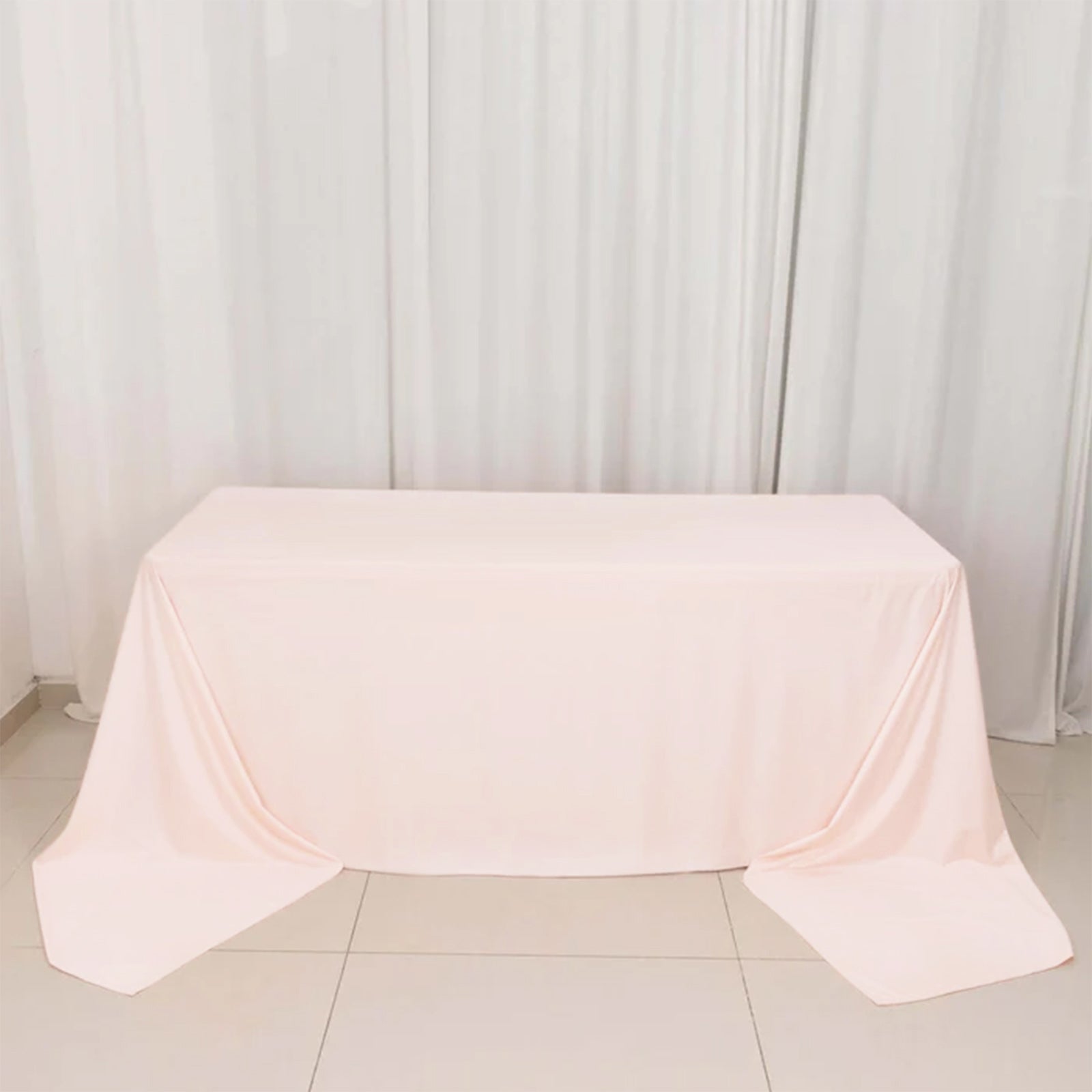Scuba Rectangular 90"x156" Tablecloth Blush - Wrinkle Free, Stain Resistant & Seamless Table Cover