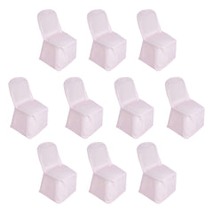 10 Pack Polyester Chair Cover for Banquet Chairs Blush - Stain-Resistant Reusable Slip-On Slipcover