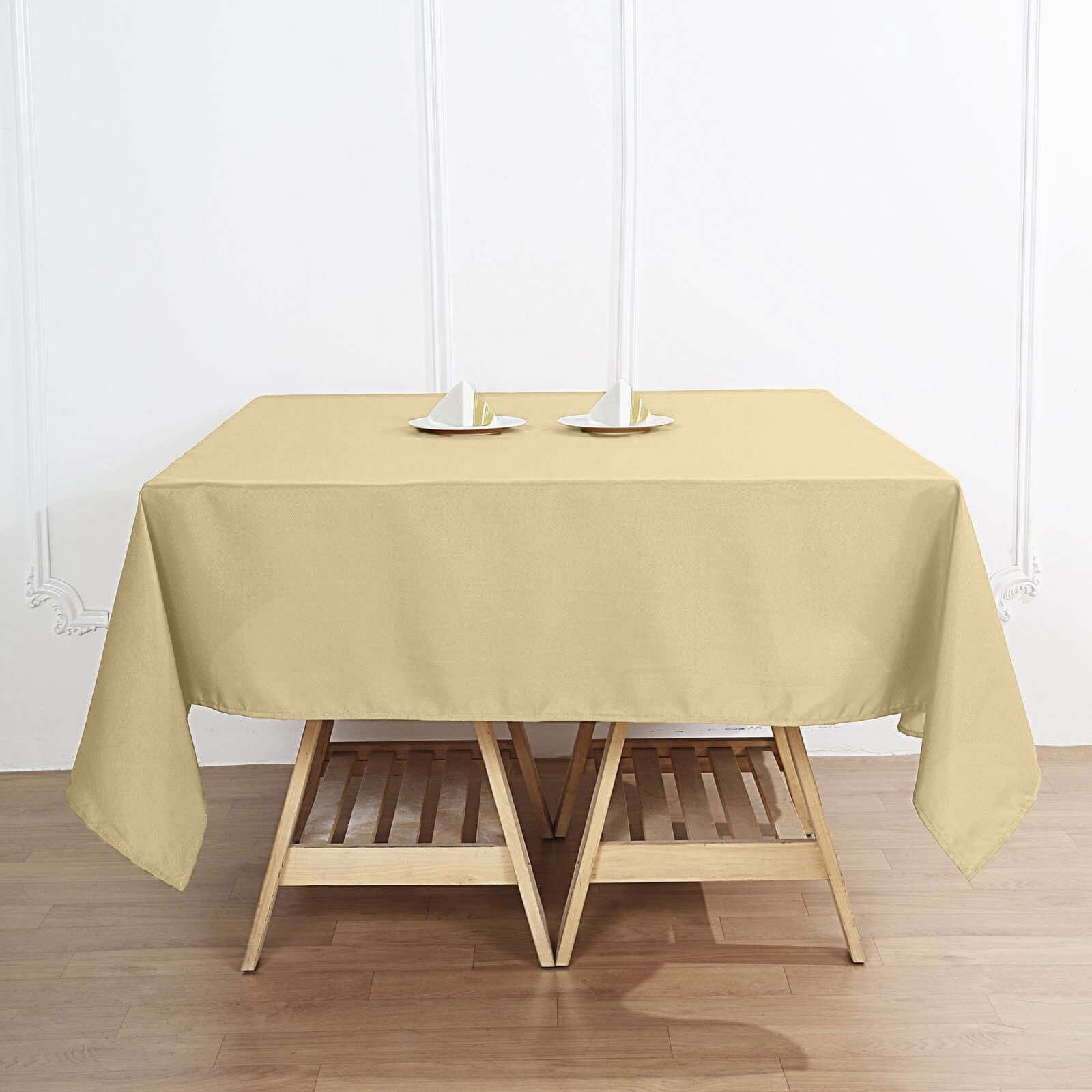 Polyester Square 70"x70" Tablecloth Champagne - Wrinkle-Resistant & Durable Table Cover