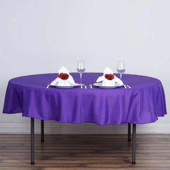 Polyester 90" Round Tablecloth Purple - Stain & Wrinkle-Resistant Table Cover