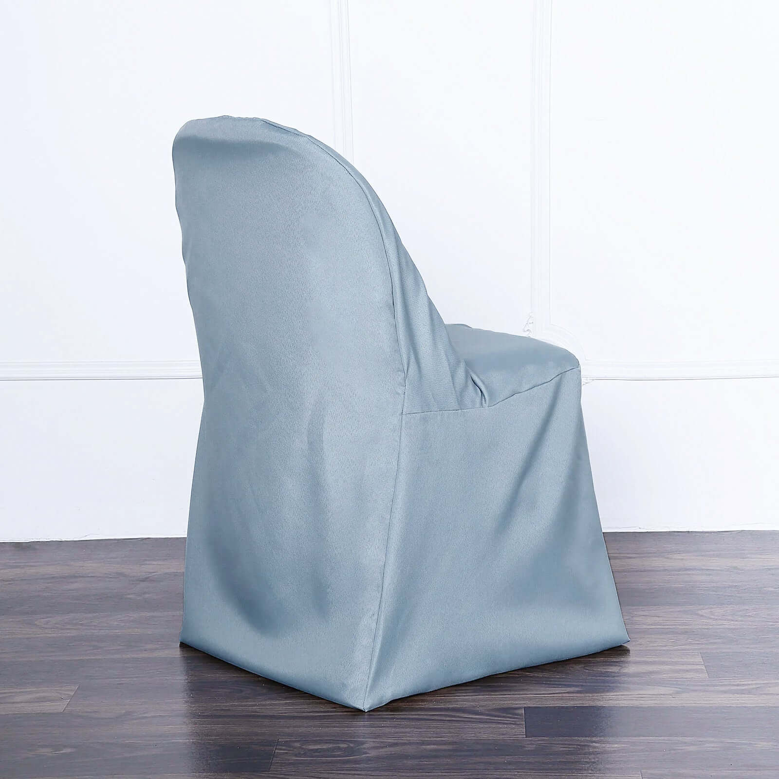 Polyester Slip On Folding Chair Covers Dusty Blue - Stain-Resistant Reusable Durable Fabric
