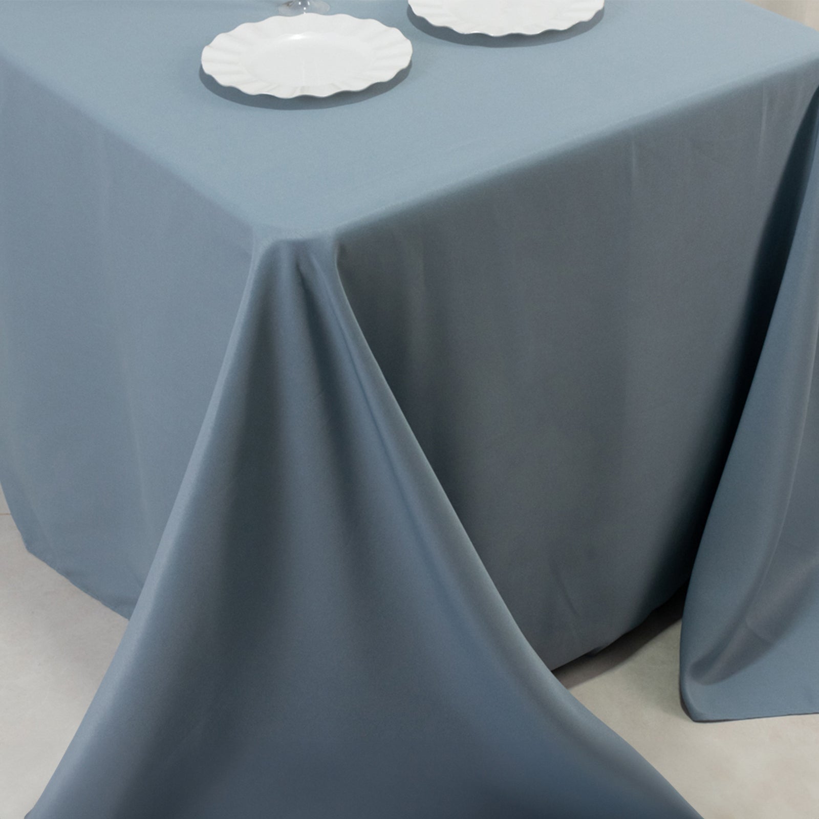 Premium Polyester 90"x132" Rectangle Tablecloth Dusty Blue - Seamless 220GSM Stain-Resistant Table Cover