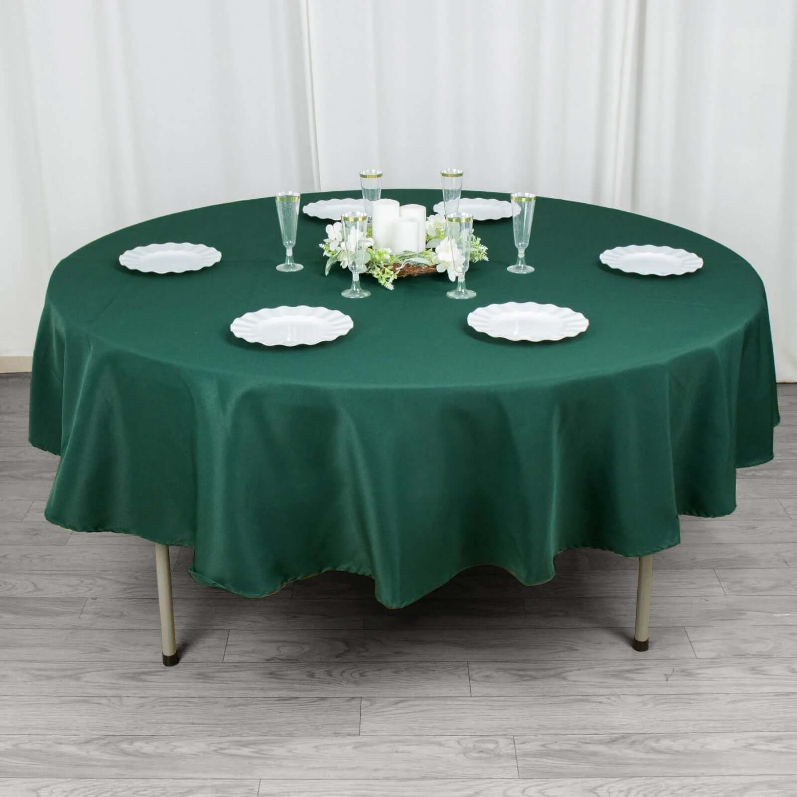 Premium Polyester 90" Round Tablecloth Hunter Emerald Green - Stain and Wrinkle-Resistant Design with 220GSM Thickness Table Cover
