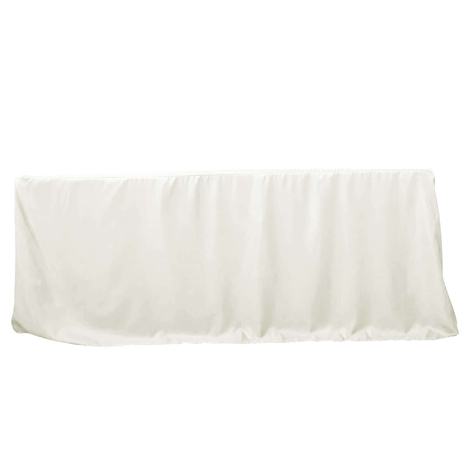 Fitted Polyester 96"x30" Rectangle Tablecloth Ivory - Durable and Easy to Maintain Table Cover