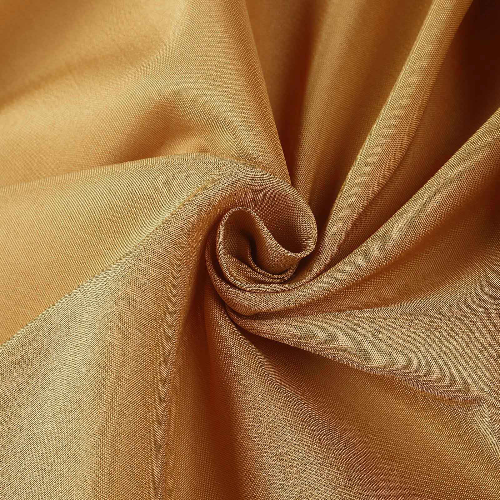 Polyester 132" Round Tablecloth Gold - Seamless Chic Design for Grand Celebrations