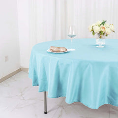 Polyester 90" Round Tablecloth Light Blue - Stain & Wrinkle-Resistant Table Cover