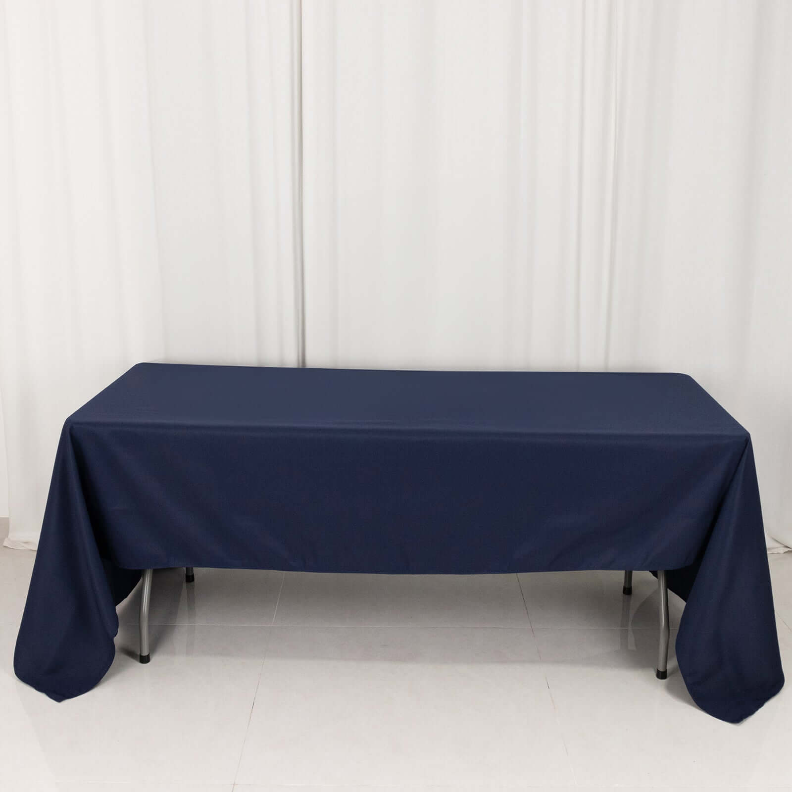 Premium Polyester 60"x126" Rectangle Tablecloth Navy Blue - Stain-Resistant 220GSM Finish Table Cover