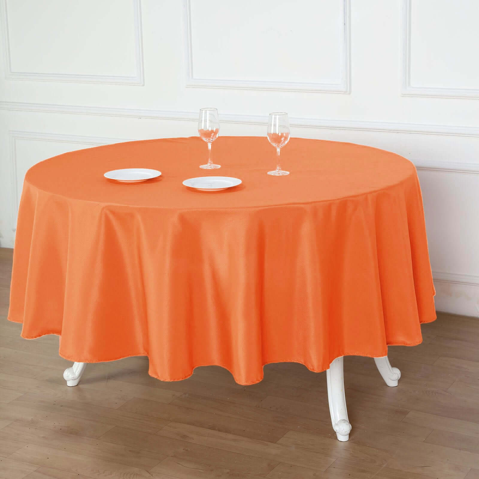 Polyester 90" Round Tablecloth Orange - Stain & Wrinkle-Resistant Table Cover