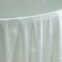 Scuba Round Tablecloth 120″ Pearl White with Rhinestone Accents – Seamless, Wrinkle-Free, Stain-Resistant Event Linen