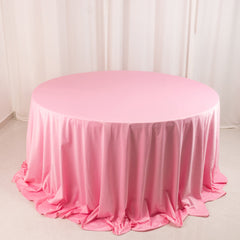 Scuba Round 132" Tablecloth Pink - Wrinkle Free & Stain Resistant Seamless Table Cover