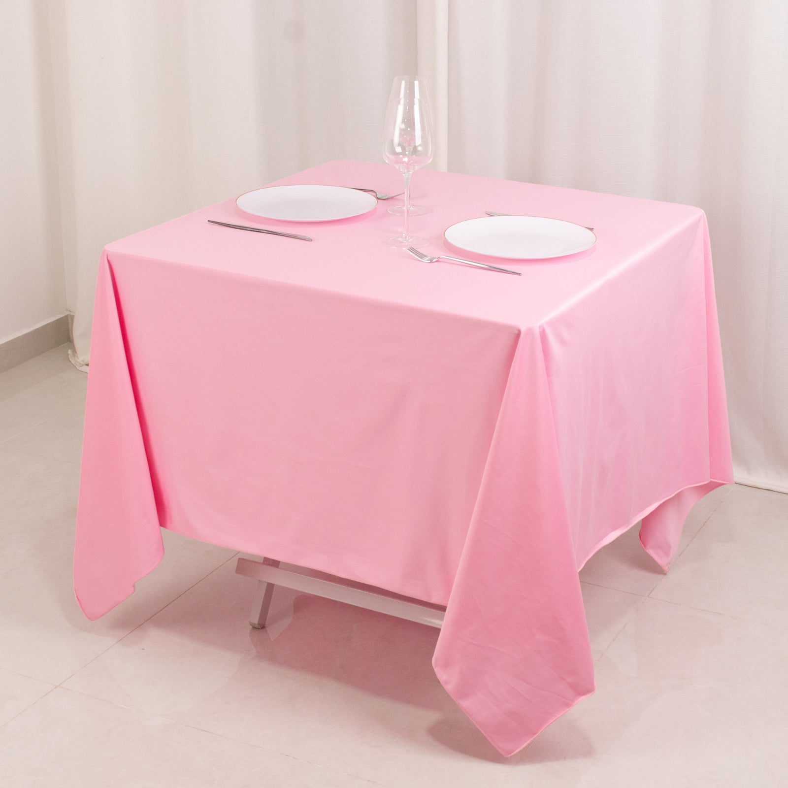Scuba Square 70"x70" Tablecloth Pink - Wrinkle Free & Stain Resistant Table Cover
