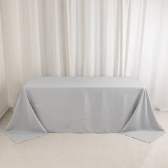Premium Polyester 90"x132" Rectangle Tablecloth Silver - Seamless 220GSM Stain-Resistant Table Cover