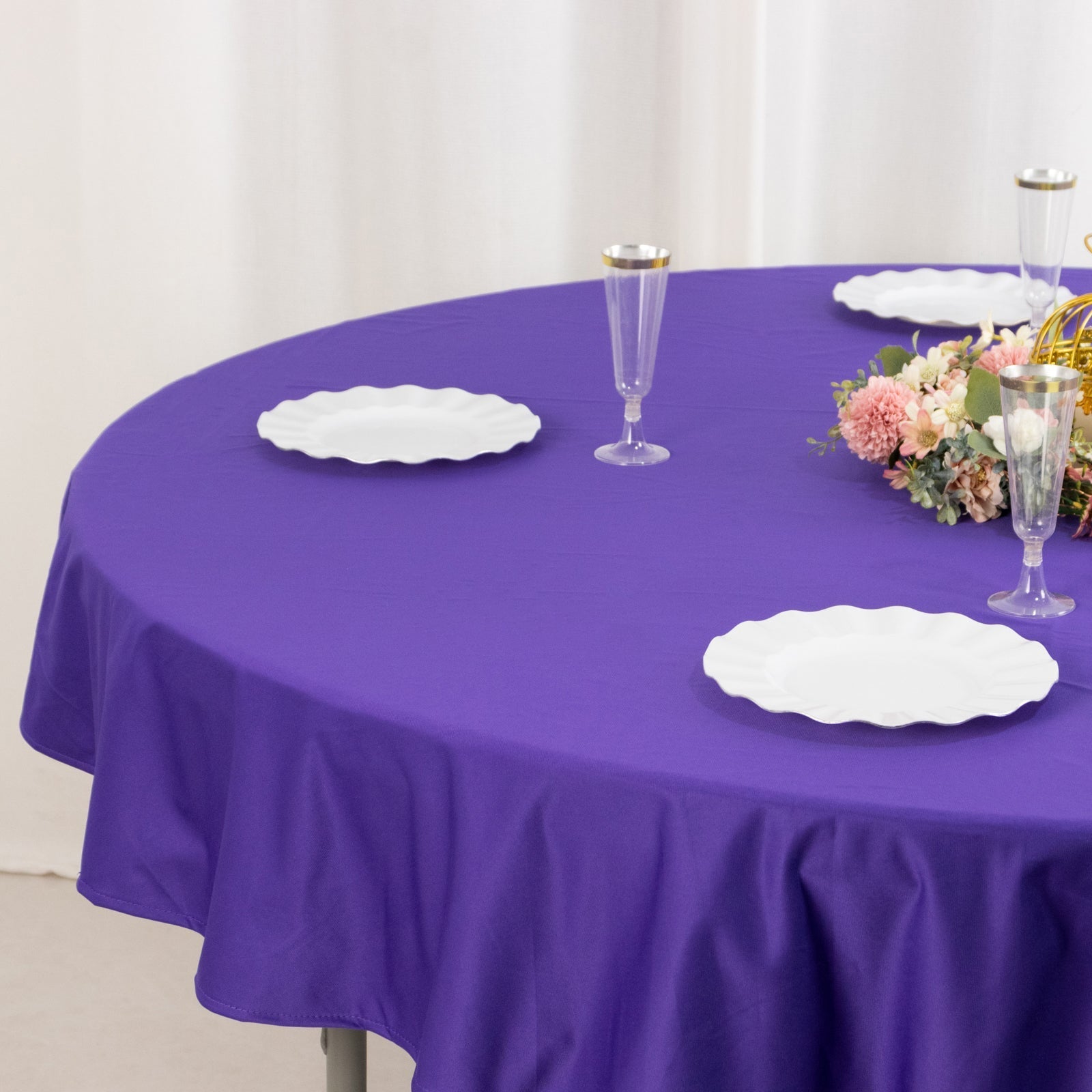 Scuba Round 70" Tablecloth Purple - Wrinkle Free & Stain Resistant Table Cover