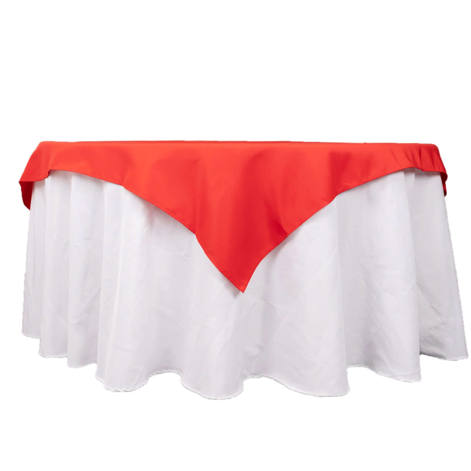 Premium Polyester 54"x54" Table Overlay Square Tablecloth Red - Stain and Wrinkle-Resistant 220GSM Table Topper