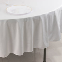Scuba Round 90" Tablecloth White - Wrinkle Free & Stain Resistant Table Cover for Weddings and Banquets
