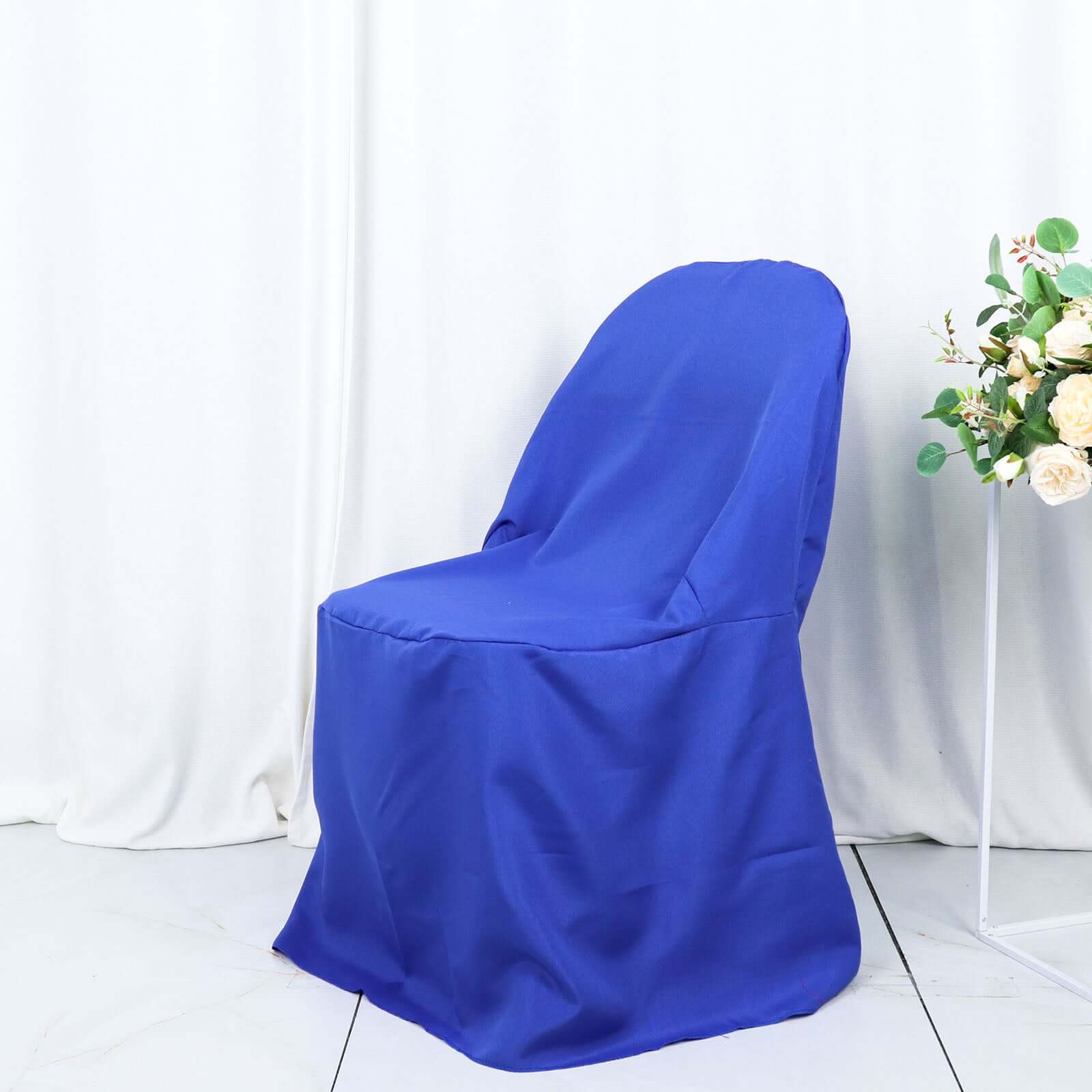 Polyester Slip On Folding Chair Covers Royal Blue - Stain-Resistant Reusable Durable Fabric