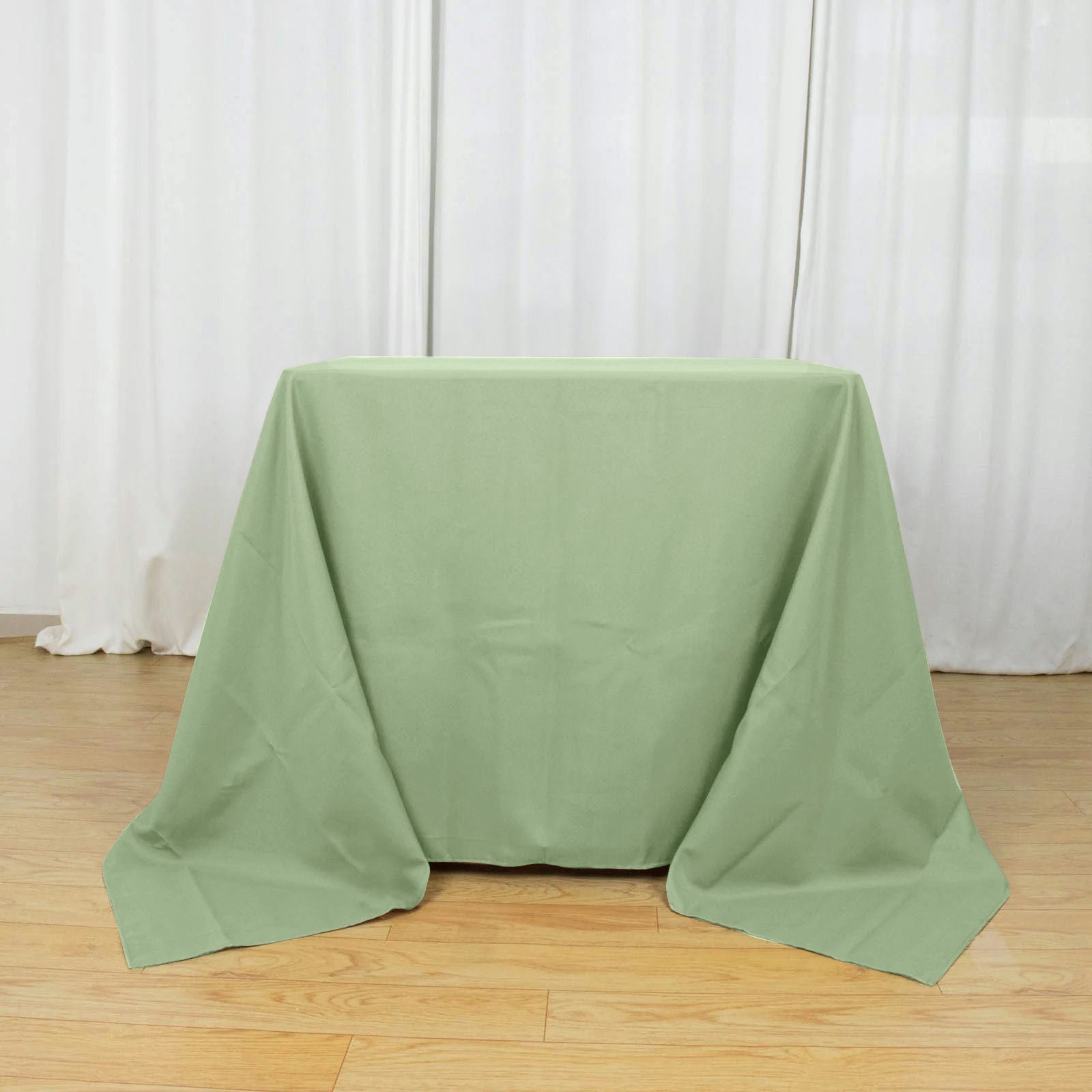 Polyester 90"x90" Table Overlay Square Tablecloth Sage Green - Wrinkle-Resistant & Durable Table Cover