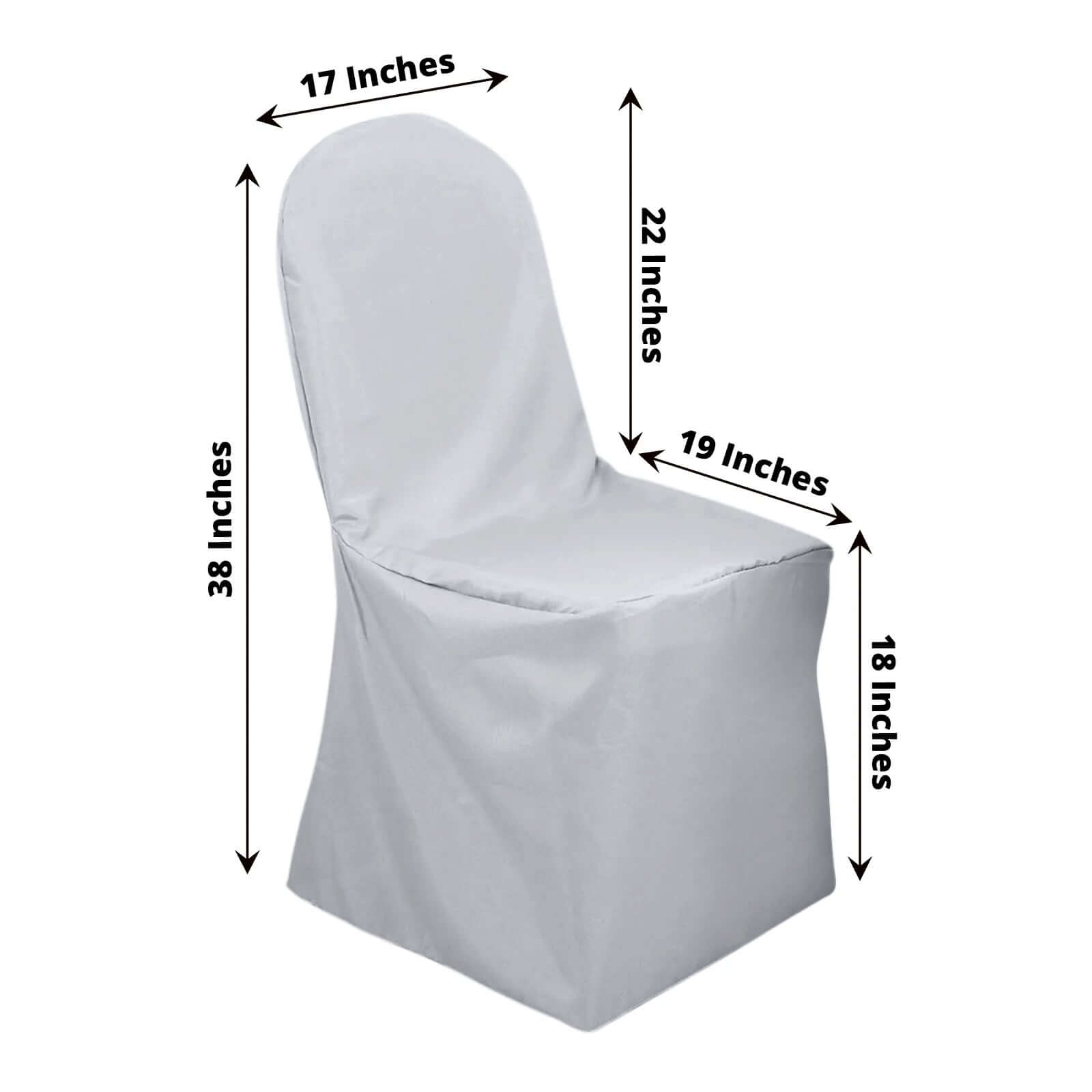 Polyester Slip On Banquet Chair Covers Silver - Stain-Resistant Reusable Durable Fabric