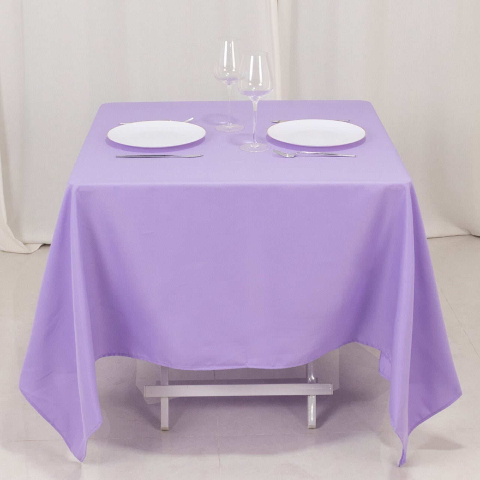 Premium Polyester Square Tablecloth 70"x70" Lavender Lilac 220GSM Wrinkle-Resistant Table Cover